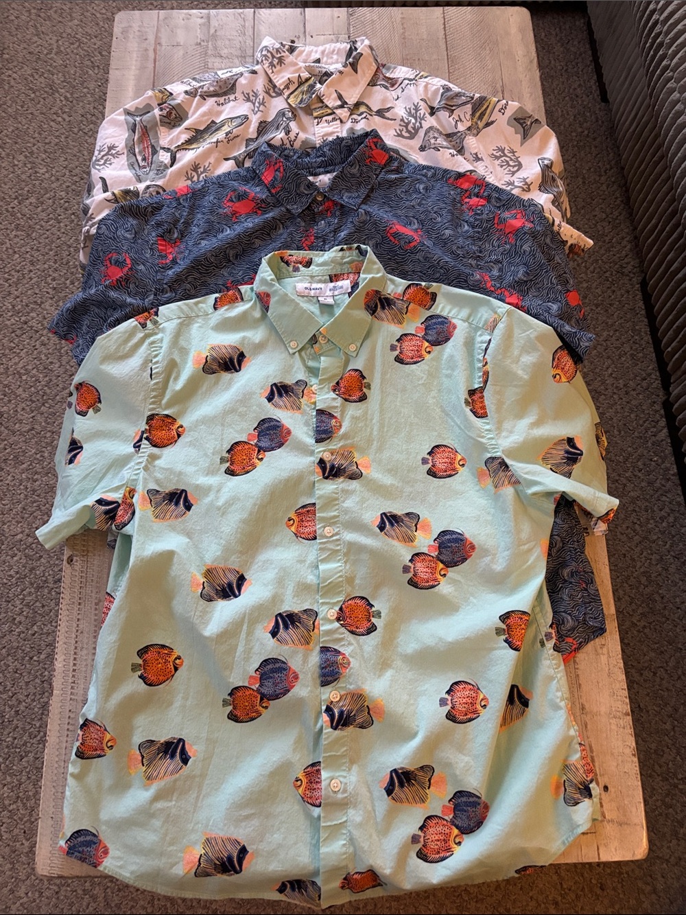 Bundle of 3 Old Navy and Croft & Barrow Short-Sleeve Button-Down Shirts
